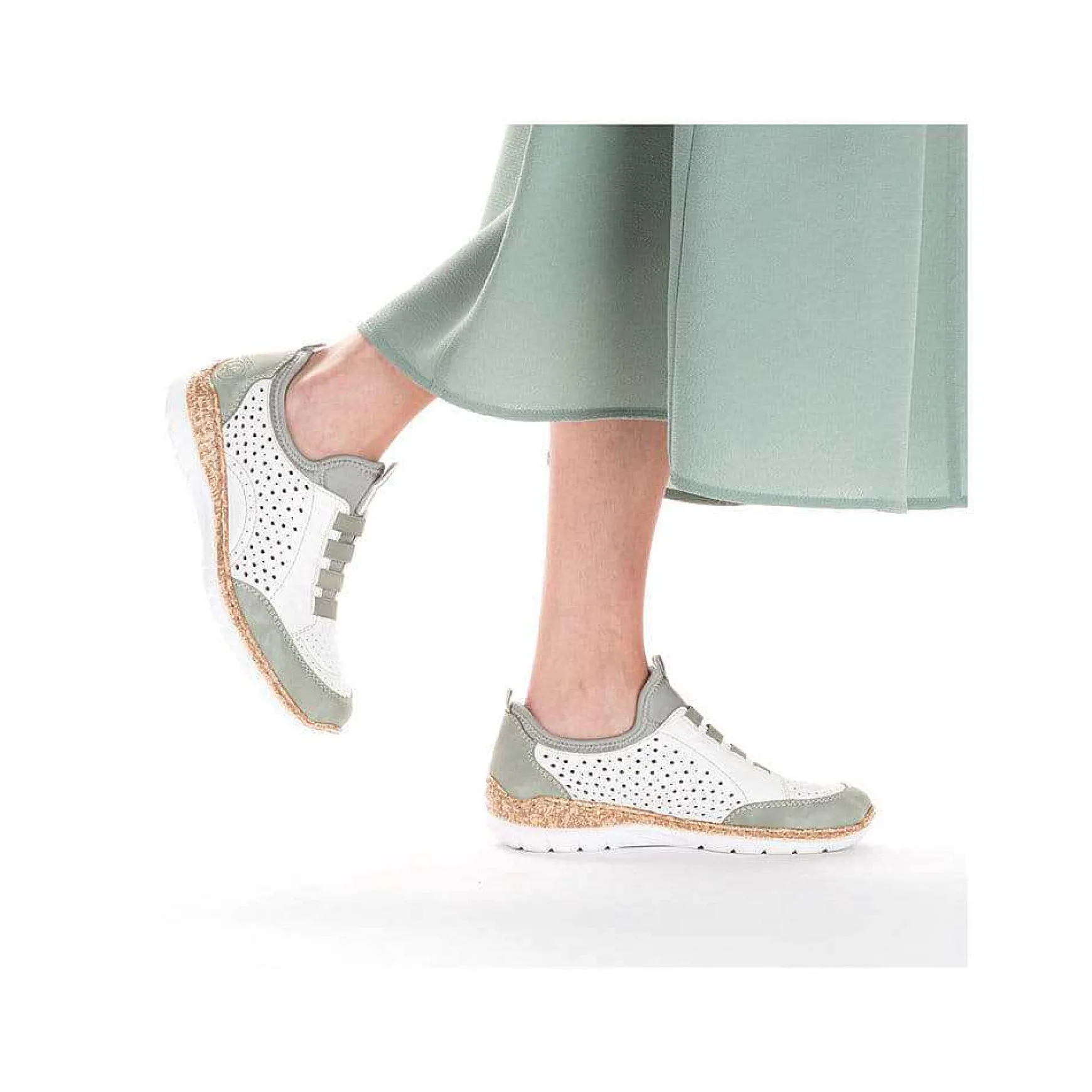 Rieker Women'S Slippers In Starry White-Mint Green