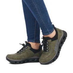 Rieker Women'S Slippers Khaki-Black