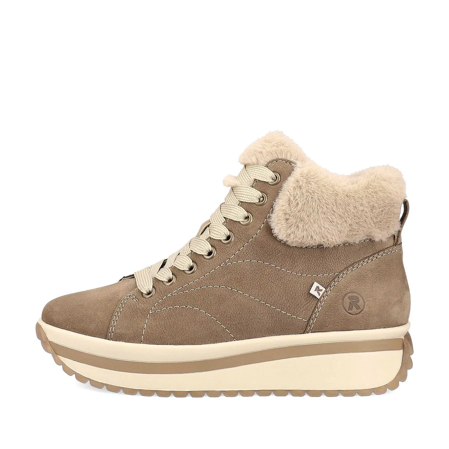Rieker Women'S Sneaker High Caramel-Brown Cream-Beige
