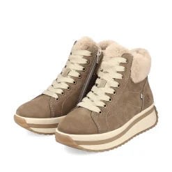 Rieker Women'S Sneaker High Caramel-Brown Cream-Beige
