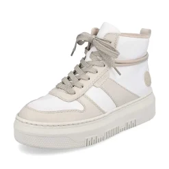 Rieker Women'S Sneaker High Swan White Beige