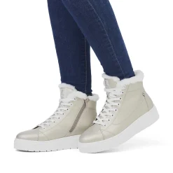 Rieker Women'S Sneaker High Glitter Gold Frost White