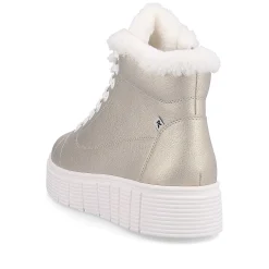 Rieker Women'S Sneaker High Glitter Gold Frost White