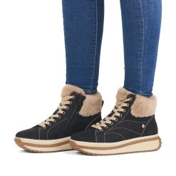 Rieker Women'S Sneaker High Night Black Cream Beige