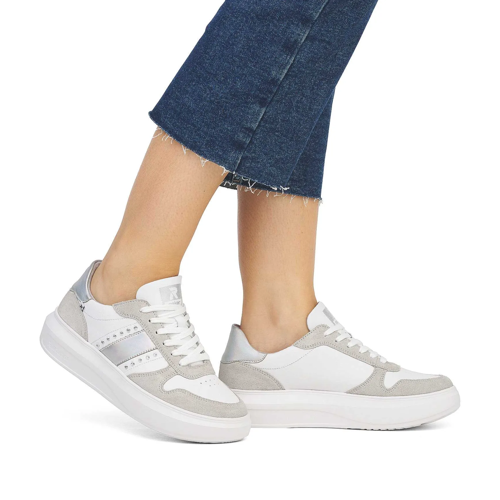 Rieker Women'S Sneaker Low Clear-White Dust-Grey