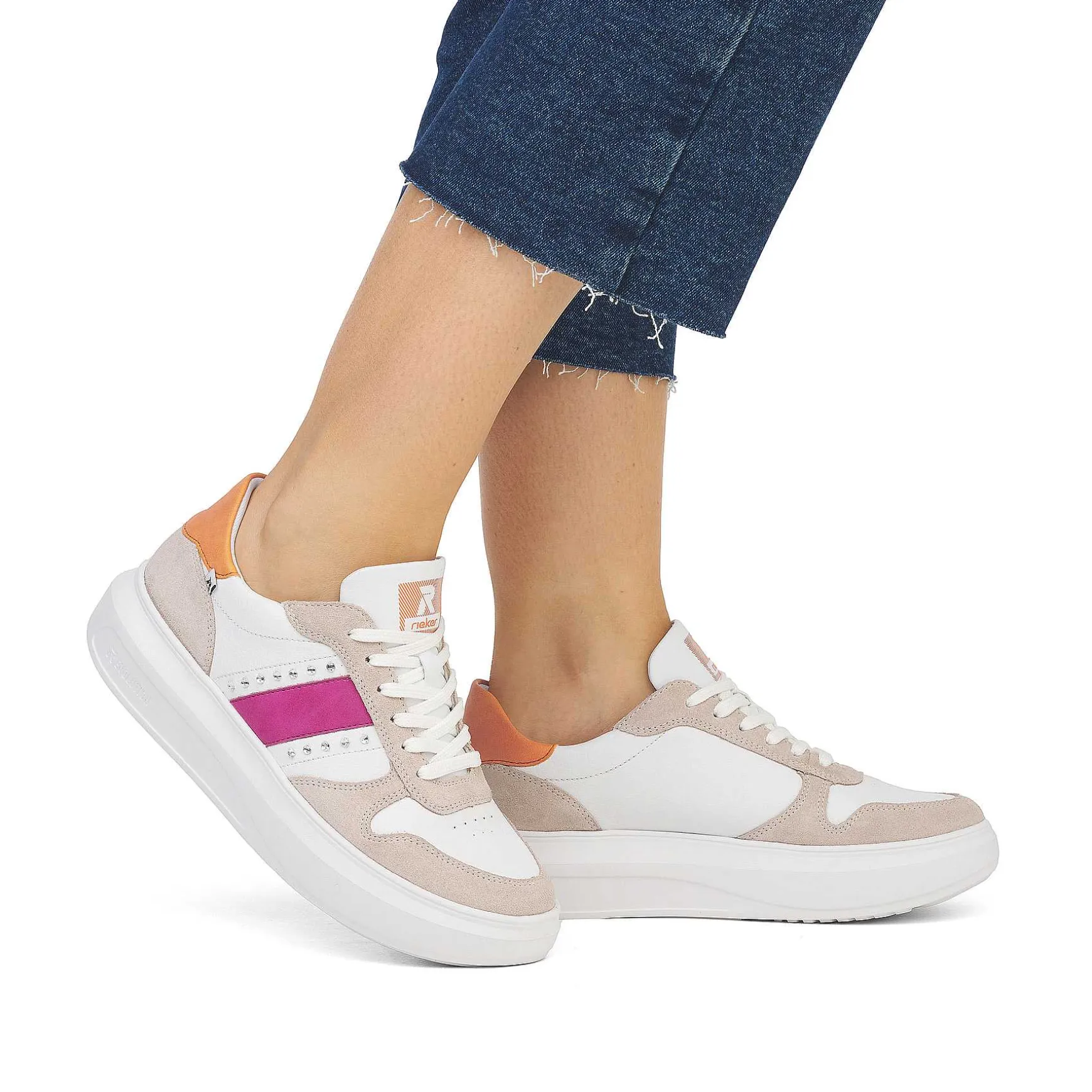 Rieker Women'S Sneaker Low Pearl-White Sand-Beige