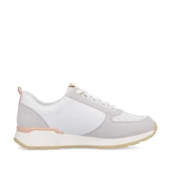 Rieker Women'S Sneaker Low Swan-White Clay-Beige Pastel