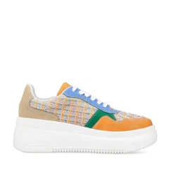 Rieker Women'S Sneaker Low Multi-Orange-Emerald Green