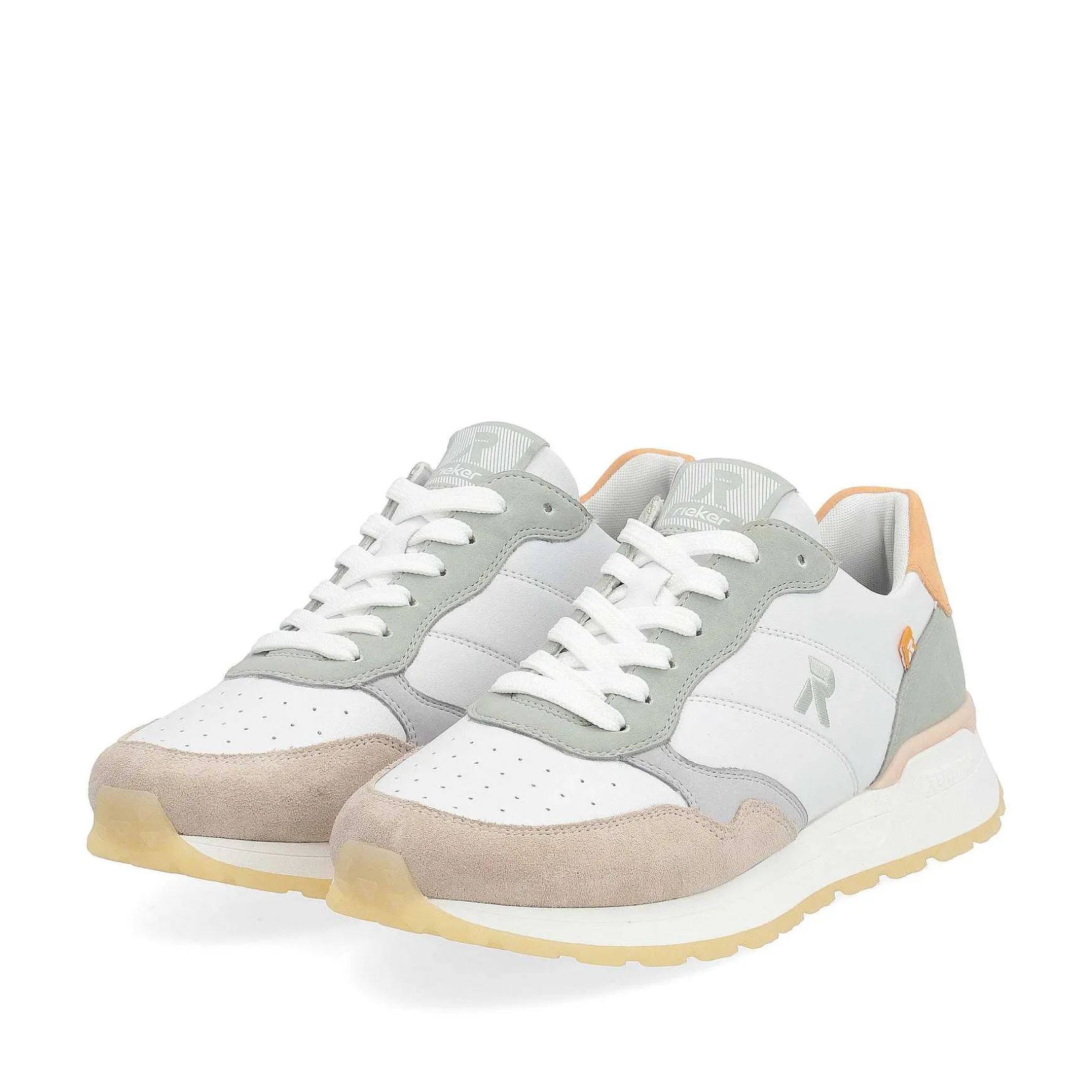 Rieker Women'S Sneaker Low Pearl-White Grey-Green