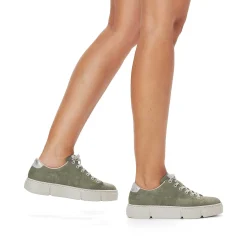 Rieker Women'S Sneaker Low Olive Green-Sand Beige