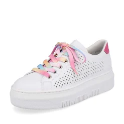 Rieker Women'S Sneaker Low Cream White-Flamigor Pink