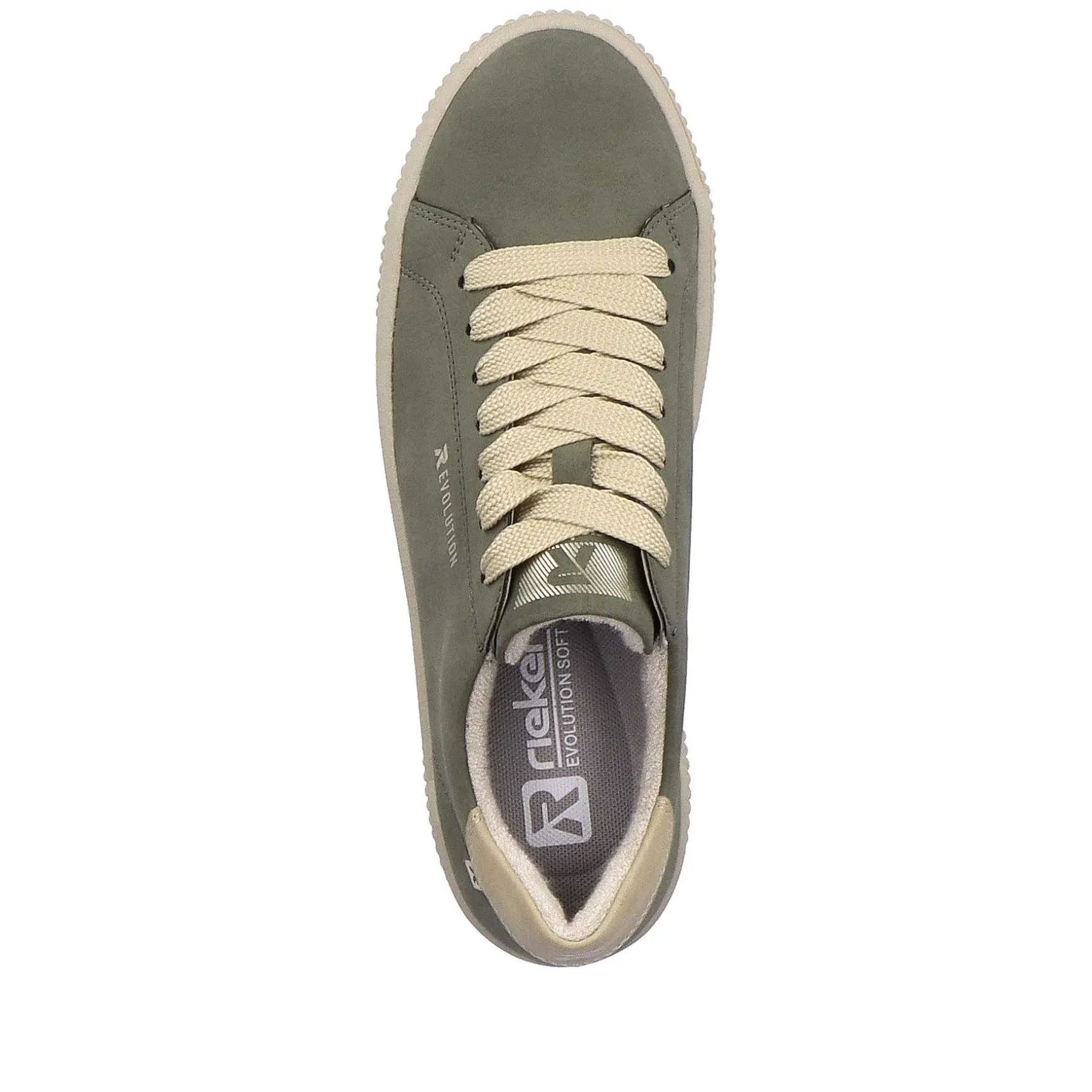 Rieker Women'S Sneaker Low Khaki-Green Cream-Beige