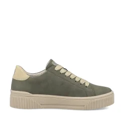 Rieker Women'S Sneaker Low Khaki-Green Cream-Beige