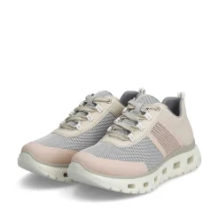 Rieker Women'S Sneaker Low Light Beige-Pastel Blue-Pink