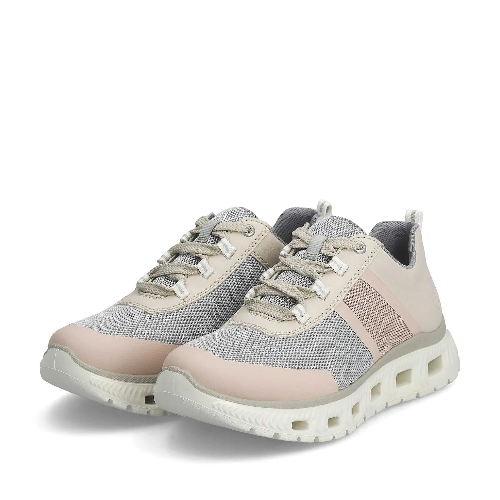 Rieker Women'S Sneaker Low Light Beige-Pastel Blue-Pink