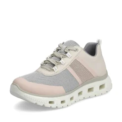 Rieker Women'S Sneaker Low Light Beige-Pastel Blue-Pink