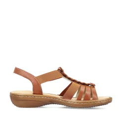 Rieker Women'S Strappy Sandals Caramel Brown