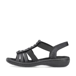 Rieker Women'S Strappy Sandals Asphalt Black