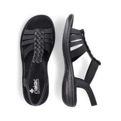 Rieker Women'S Strappy Sandals Asphalt Black