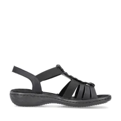 Rieker Women'S Strappy Sandals Asphalt Black