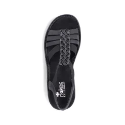 Rieker Women'S Strappy Sandals Asphalt Black