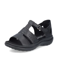 Rieker Women'S Strappy Sandals Glossy Black