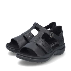 Rieker Women'S Strappy Sandals Glossy Black