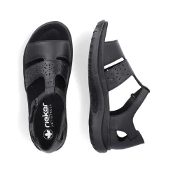 Rieker Women'S Strappy Sandals Glossy Black