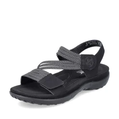 Rieker Women'S Strappy Sandals Asphalt Black