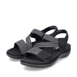 Rieker Women'S Strappy Sandals Asphalt Black