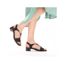 Rieker Women'S Strappy Sandals Asphalt Black