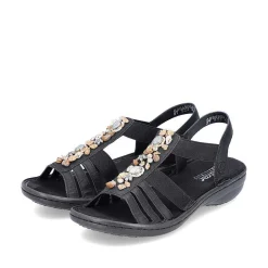 Rieker Women'S Strappy Sandals Asphalt Black