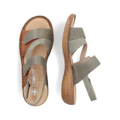 Rieker Women'S Strappy Sandals Green Grey