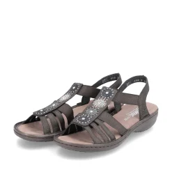 Rieker Women'S Strappy Sandals Black Gray