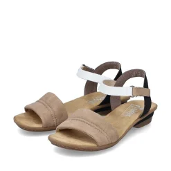 Rieker Women'S Strappy Sandals Sand Beige-Black