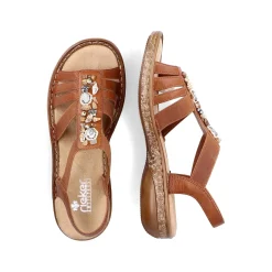 Rieker Women'S Strappy Sandals Caramel Brown