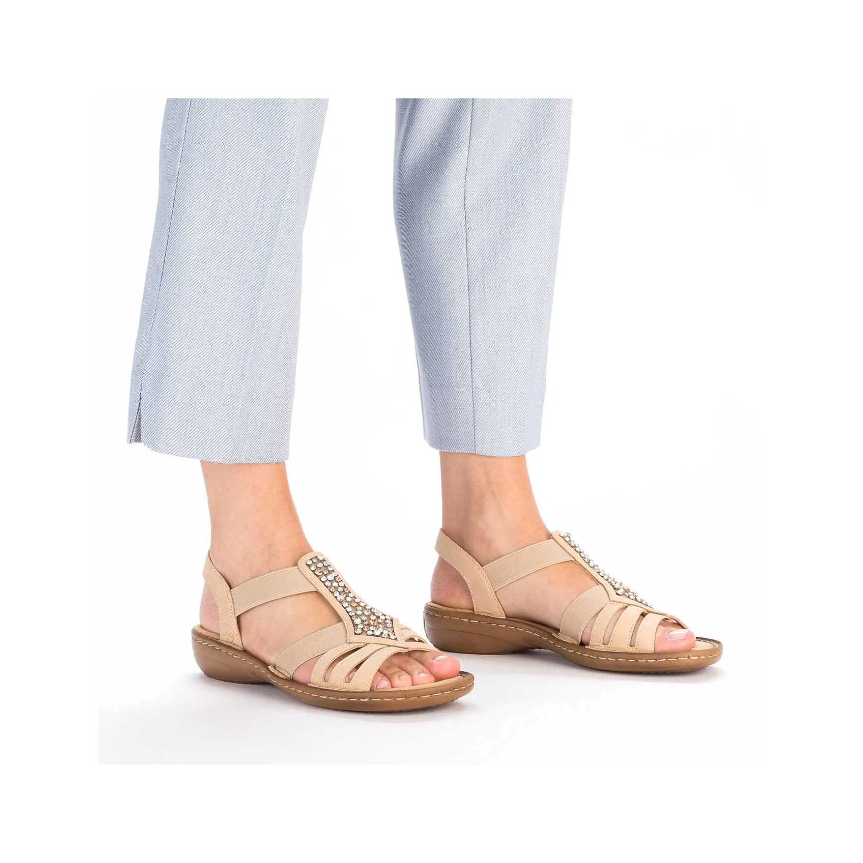 Rieker Women'S Strappy Sandals Light Brown