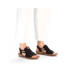 Rieker Women'S Strappy Sandals Asphalt Black