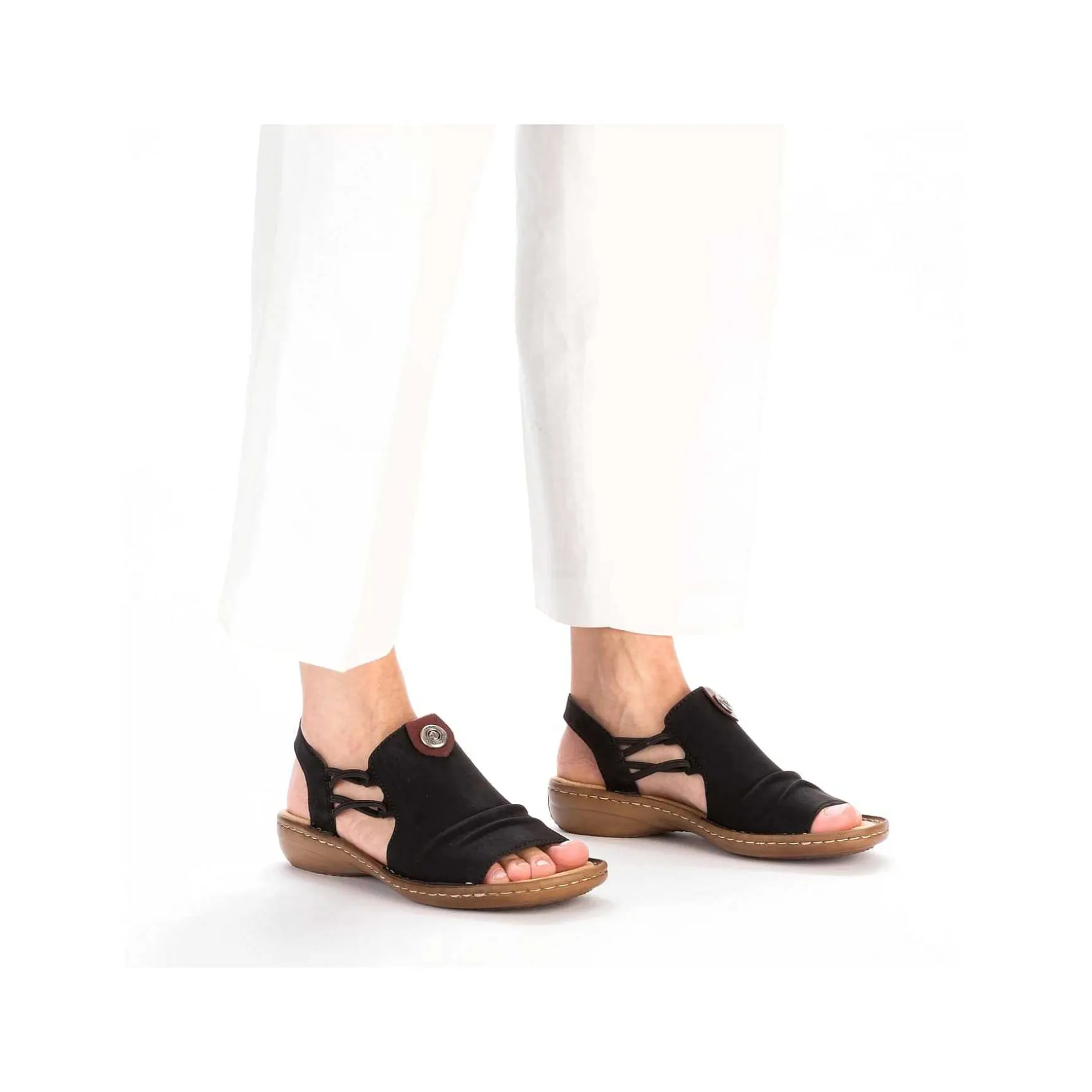 Rieker Women'S Strappy Sandals Asphalt Black