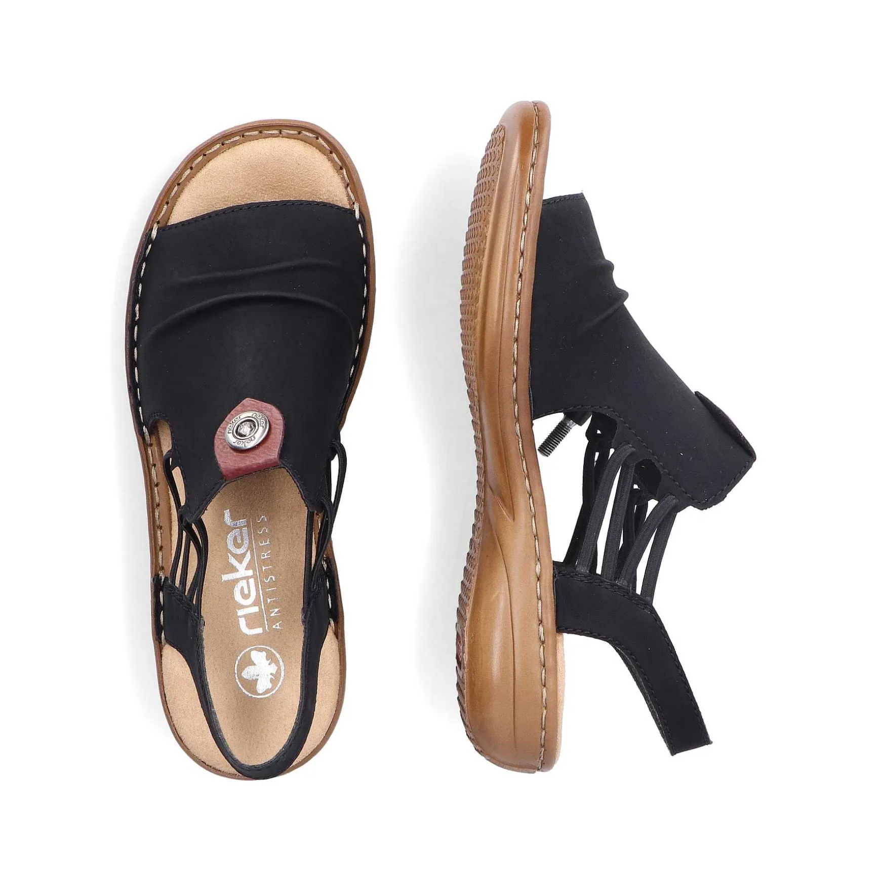 Rieker Women'S Strappy Sandals Asphalt Black