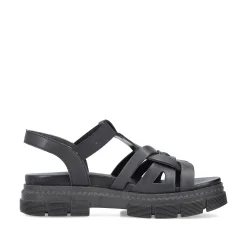 Rieker Women'S Strappy Sandals Asphalt Black