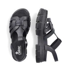 Rieker Women'S Strappy Sandals Asphalt Black