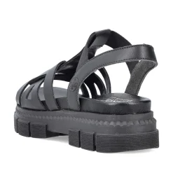 Rieker Women'S Strappy Sandals Asphalt Black