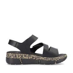 Rieker Women'S Strappy Sandals Asphalt Black