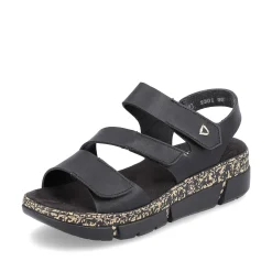 Rieker Women'S Strappy Sandals Asphalt Black