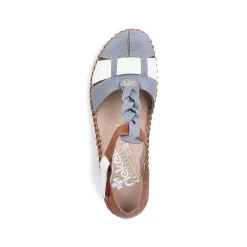 Rieker Women'S Strappy Sandals Sky Blue-Nut Brown