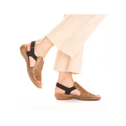 Rieker Women'S Strappy Sandals Nut Brown-Deep Black