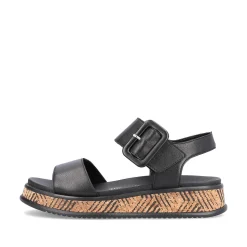 Rieker Women'S Strappy Sandals Midnight Black