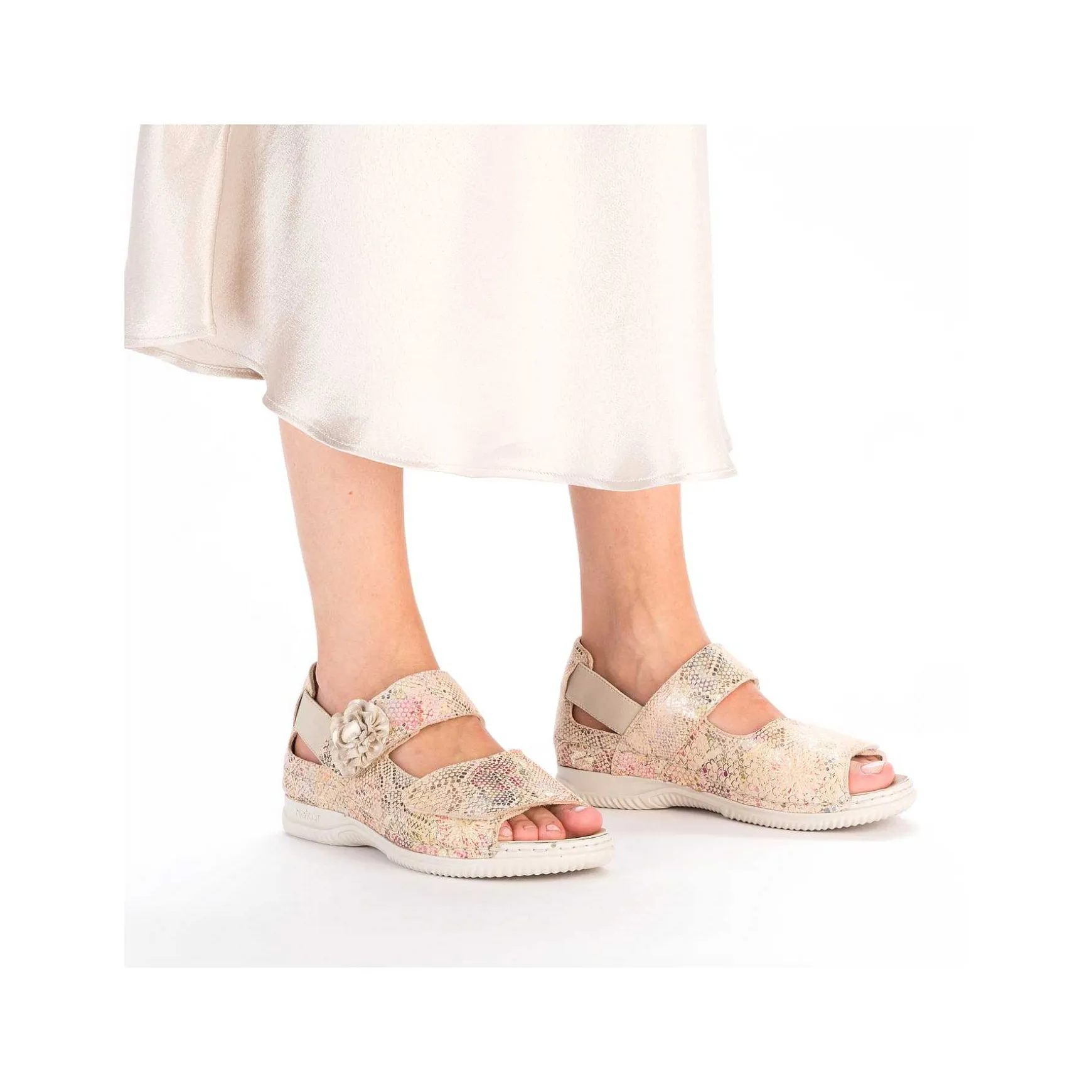 Rieker Women'S Strappy Sandals Multi-Cream