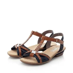 Rieker Women'S Strappy Sandals Sea Blue-Brown